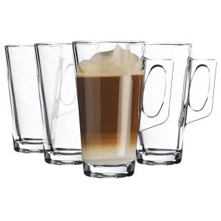 Large glass store latte mugs
