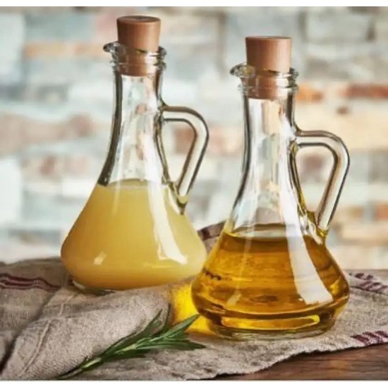 Olive Oil Dispenser Set of 2 with Cork, Oil Vinegar Cruet, Glass Cruet Bottles Ideal for Syrup, Dressing, Vinegar, Small Oil Decanter Set