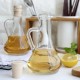 Olive Oil Dispenser Set of 2 with Cork, Oil Vinegar Cruet, Glass Cruet Bottles Ideal for Syrup, Dressing, Vinegar, Small Oil Decanter Set