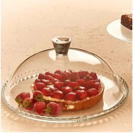 Cake Plate with Dome Lid, Glass Desert Serving Tray and Cover, Pastry Display Server, 12.60 inch Wide Glass Decorative Kitchen Platter for Cupcake Cookies Cheesecake Donut Cake Plate with Dome Lid, Glass Desert Serving Tray and Cover, Pastry Display Server, 12.60 inch Wide Glass Decorative Kitchen Platter for Cupcake Cookies Cheesecake Donut