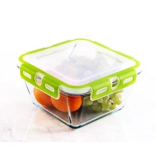 Biandeco Tempered Glass Food Container with Bpa-free Locking Lid, On-the-go  Lunch Box for Vegetables, Fruits, Food, Nuts, Snack, Glass Food Prep Storage  (Rectangle 82.50 fl oz)